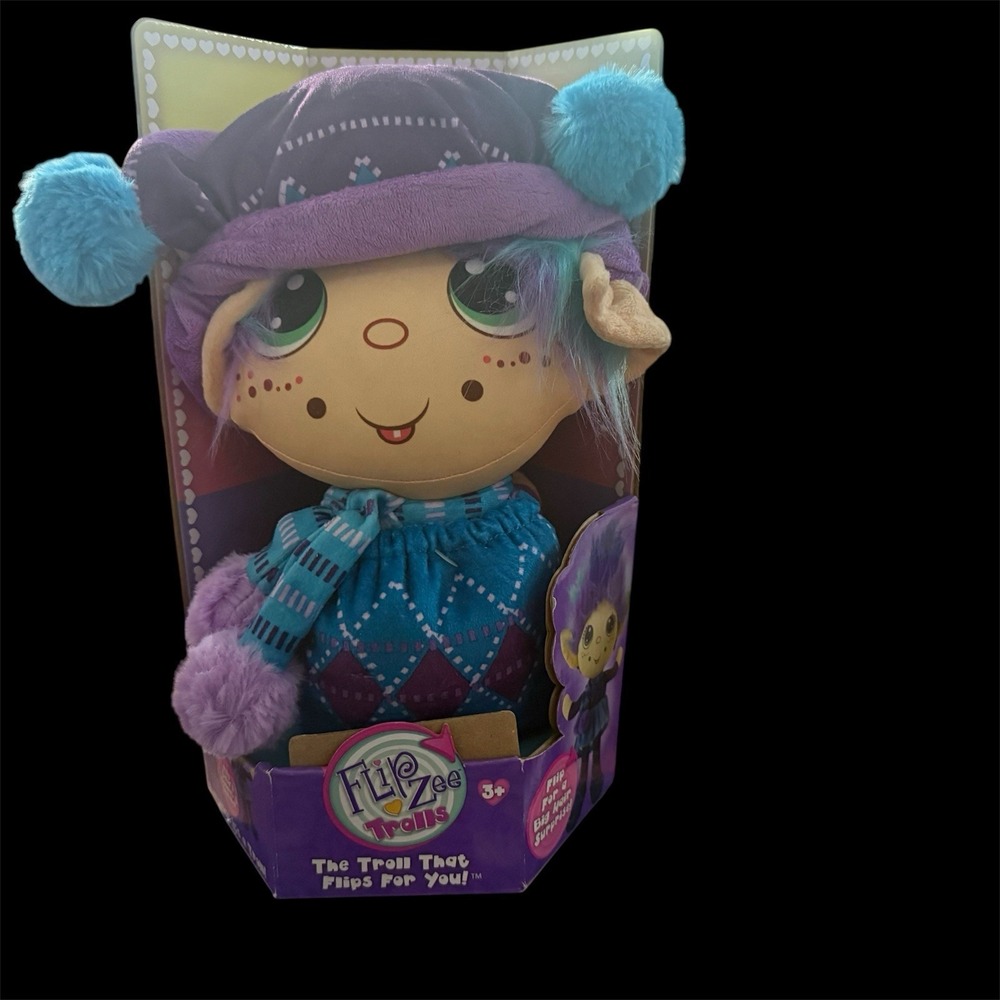 Jay At Play Flip Zee Trolls Winter Wonder Plush Doll Reversible Blue/Purple New